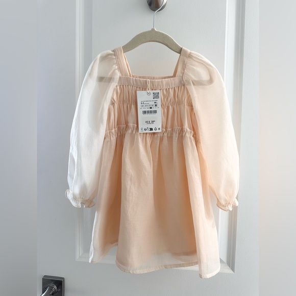 Zara ✨ NEW Toddler Ruched Organza Party Dress (2T) - Picture 3 of 6